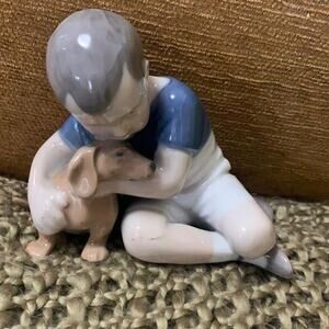 BING & GRONDAHL‎ FIGURINE BOY WITH DACHSHUND 1951